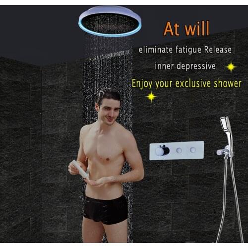 RELEXTIME Concealed Button Shower Set Thermostatic Shower Set Ceiling LED shower head Faucet Shower System Rainfall mist PR5285