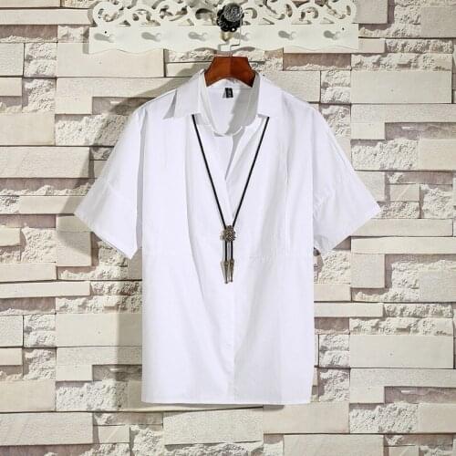 Mens Short Sleeve Shirt Summer New Solid Color Personality Lapel Fashion Short Sleeve Shirt Fashion Slim Short Sleeve