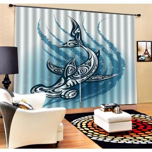 Blue curtains Customized size Luxury Blackout 3D Window Curtains For Living Room personality curtains