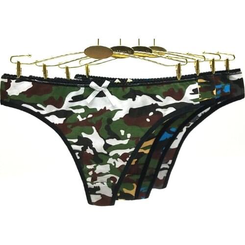 6PCS/Set G-string Panties Cotton Womens Underwear Sexy Panties Female Underpants Thong Camouflage Pantys Lingerie Femme M-XL