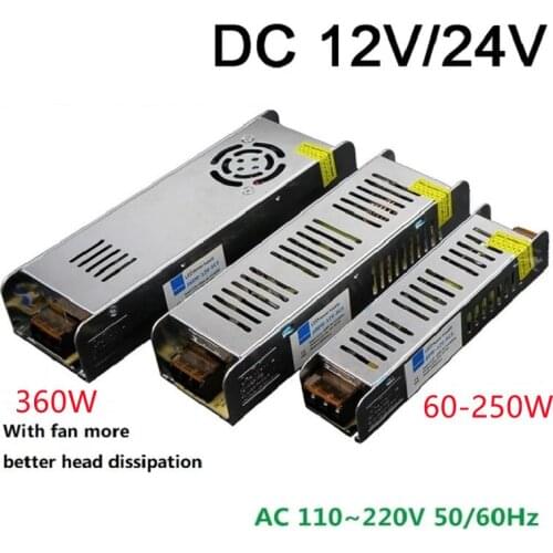 Ultra Thin Switching Power Supply Lights Transformer AC110V 220V To DC12V 24V Lighting Source Adapter Driver For LED Neon Strips