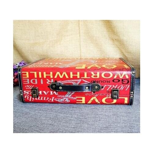 Vintage leather Crown ZMHEGW Retro Small Lock Box Storage wood box Shooting prop suitcase photography props factory direct