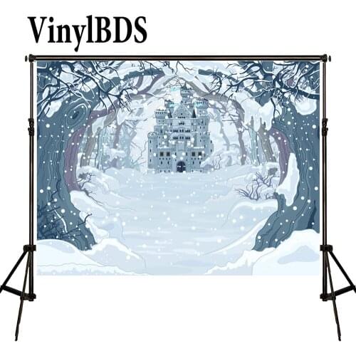 VinylBDS Winter Backdrops Castle Cartoon Forest Backgrounds Scenery Fairy Tale World Backdrops For Children Photo Studio