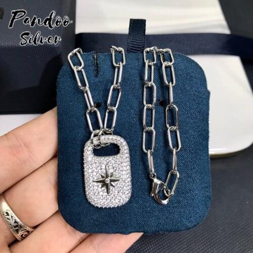 High Quality S925 Sterling Silver Jewelry 1:1 Copy,Paved Can Tab With Meteorites Chain Necklace For Women GiFT With Logo