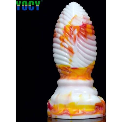 YOCY Huge Anal Butt Massager Toy For Women Silicone Egg Plug Texture Colorful Fantasy Dildo Suction Cup Dick For Men Anus Expand