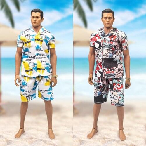 TYM122 1/6 Male Hawaii Beach Summer Shirt Shorts Clothes Model Fit 12'' Male Action Figure Body
