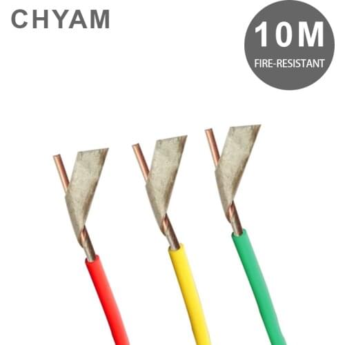 10 Meters Fire-resistant Wire Household Insulation 4mm2 / 6 / 10 Square Copper Core Cable NHBV For Home Decoration