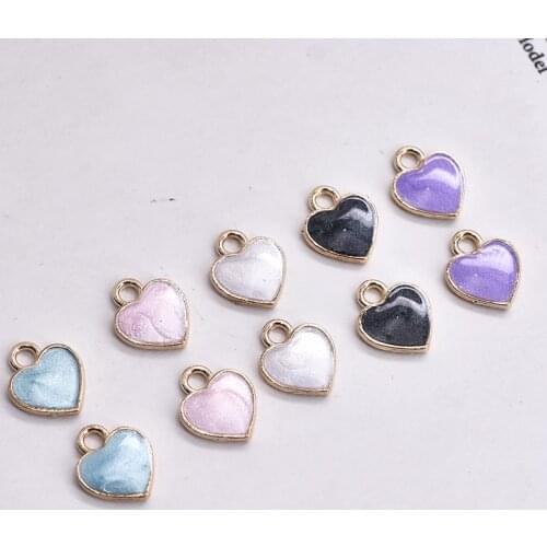 10pcs/lot Heart Diy Deisgn Enamel Charm for Jewelry Making Earring Bracelet or Necklace Charms