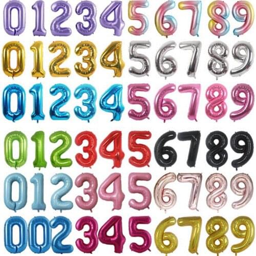 12 colors Big Size Gold Sliver Rose Gold Number Balloon Birthday Wedding Party Decorations Foil Balloons Kid Boy toy Baby Shower