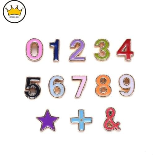 13PCS/Lot Alloy Dripping Numbers Charms Handmade Beads For DIY Necklace Bracelet Jewelry Making Accessories
