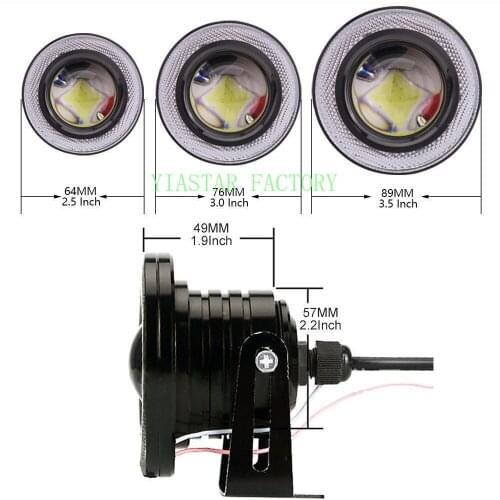 2pcs Angel Eyes Fog Lamp 64mm 76mm 89mm 12V Universal COB LED Fog Driving Lights white blue pink yellow green red ice blue