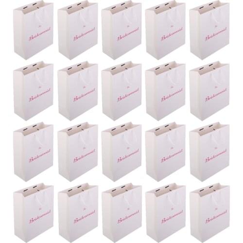 20pcs Large The Bridesmaid Letters Printed Wedding Shower Hen Party Paper Gift Favour Bag with Handle White