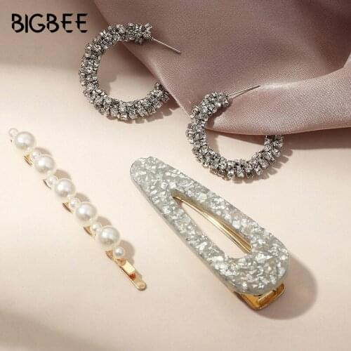 3pc/Set Fashion Popular Crystal Zircon Pearl Earrings Jewelry for Women Fine Earring Fine CZ Pearls Hairpin Berloque Girls Gift