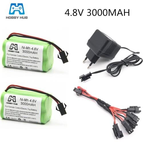 Hobby hub 4.8V 3000mAh 2400mAh 2800mAh ni-mh Battery 5 in 1 With Charger For Rc Toys Lighting Electric toys Battery Group 4.8 v