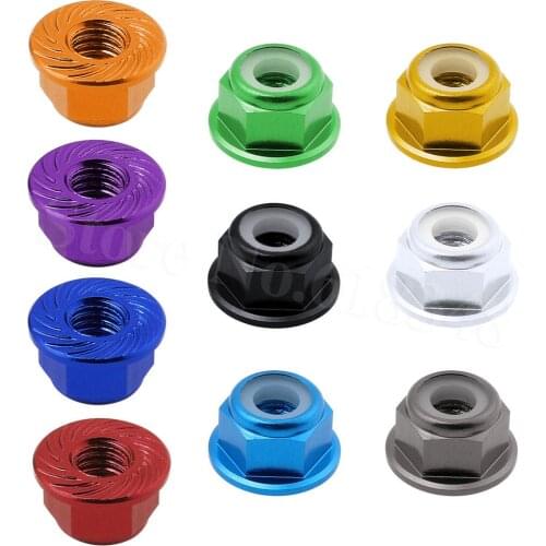 8-pack Aluminum Flange M4 Lock Nuts Nylon Self-Tightening Hardware Hex:7mm RC Car Parts Replacement