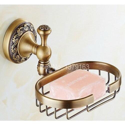 Antique Brass Vintage Retro Beautiful Pattern Wall Mounted Bathroom Accessory Soap Dish Holder aba493