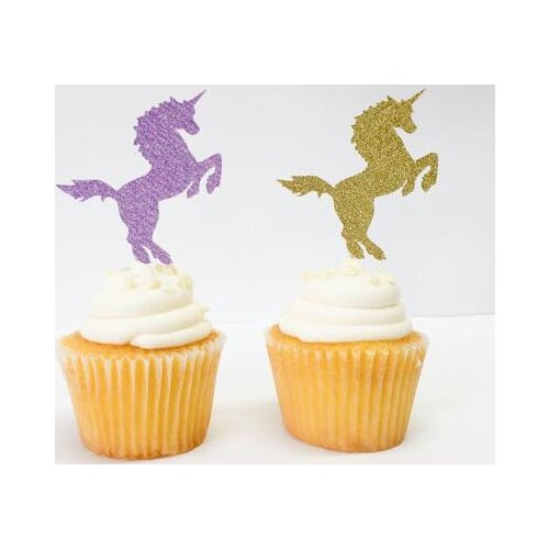 Glitter Fairy Tale magic unicorn Birthday Cupcake Toppers wedding baptism Gender Reveal Party Decor food treatstoothpicks