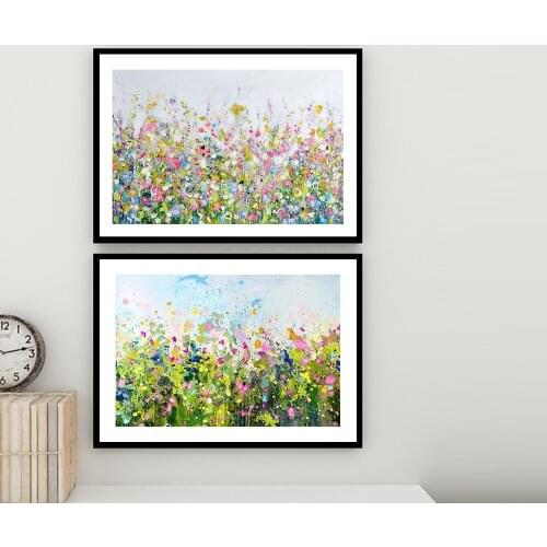 Large Floral Posters and Prints Pink Green Flowers Watercolor Canvas Painting Abstract Wall Pictures for Living Room Home Decor