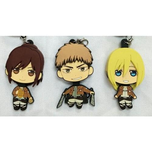 Attack on Titan Anime keychain Krista Lenz Rivaille Eren Armin Sasha Mantra Rubber strap/phone charms