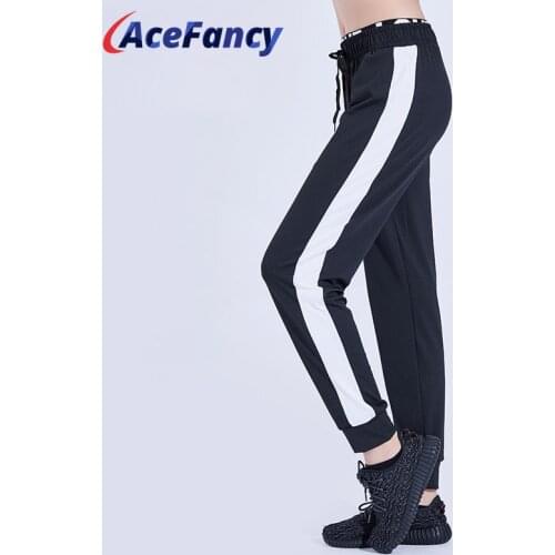 Acefancy Black Casual Womens Sports Pants Breathable Quick Dry Slim Ankle Length Trousers 17-155 Loose Pants for Women