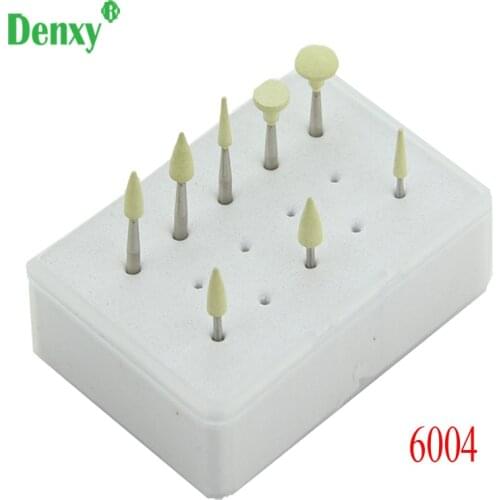 Denxy 8pcs/lot #6004 Dental Diamond Burs New Zirconia/All-Ceramics/Z-max Grinding Set Polishing Kit coarse medium fine polishing