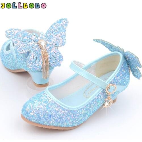 Dancing Shoes Kids Beautiful Sequin Wings Butterfly Girls Princess Shoes Blue White Pink Girls Fashion Shoes for Big Kids