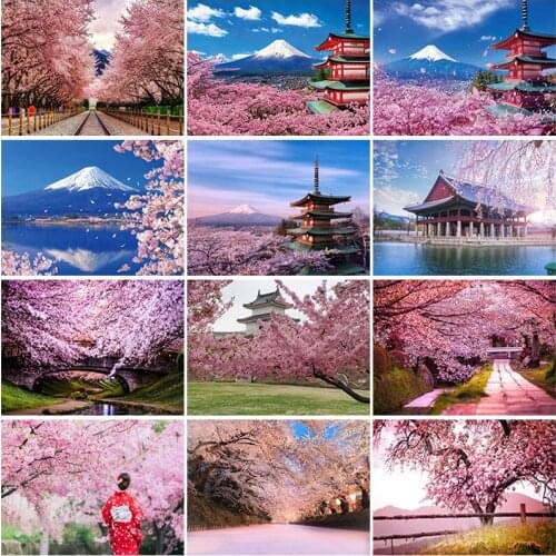 DIY 5D Diamond Painting Full Round Square Resin Mosaic Diamond Embroidery Cross Stitch Kits Art Cherry Blossoms In Full Bloom
