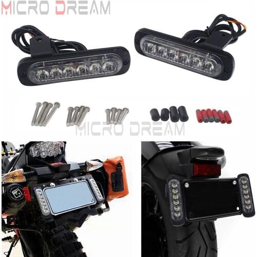 Universal Motorcycle License Plate Auxiliary Rear Tail Brake Light Motorbike Scooter White LED DRL Daytime Running Light Kit