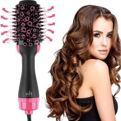 Hair Dryer And Volumizer Hot Air Brush Professional Hair Straightener &Curler Hair Blower Smoothing Hot Air Paddle Styling Brush
