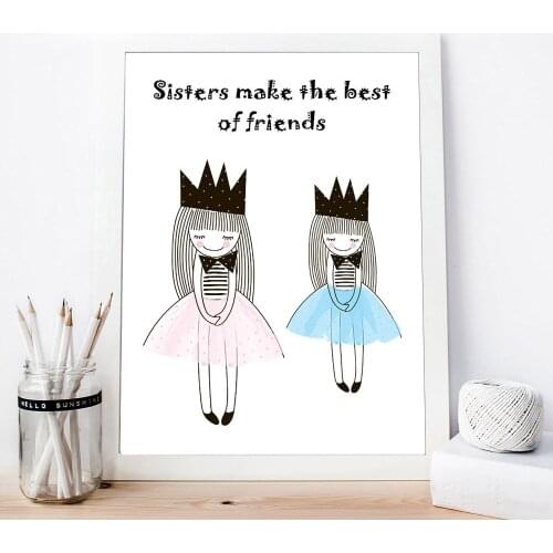Kawaii Cartoon Girl Nursery Quote Wall Art Canvas Posters and Prints Nordic Style Painting Picture Girl Baby Bedrooom Decoration