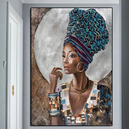 Hot Selling 5D Diy Diamond Painting African Black Woman Jewelry Cross Stitch Diamond Embroidery Mosaic Room DecorationsZP-4315
