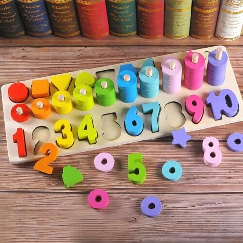 Montessori Materials Educational Wooden Toys for Children Early Learning Kids Geometric Cognition Preschool Teaching Aids