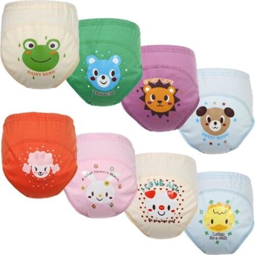 4Pcs Baby Diapers Reusable Nappies 4 Layers Cloth Diaper Nappy Washable Toddler Girl Boys Waterproof Cotton Potty Training Pants