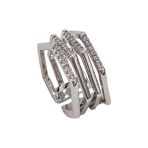 Fashionable and unique multi-layer hipster cool air open knuckle ring index finger ring with a shinning female zircon ring