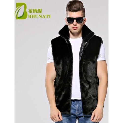 BHUNATI 2018 Fashion faux fur Casual High Street Sleeveless Black Mens Faux Fur Vest Coat Autumn Winter Thick Mink Coat Jacket