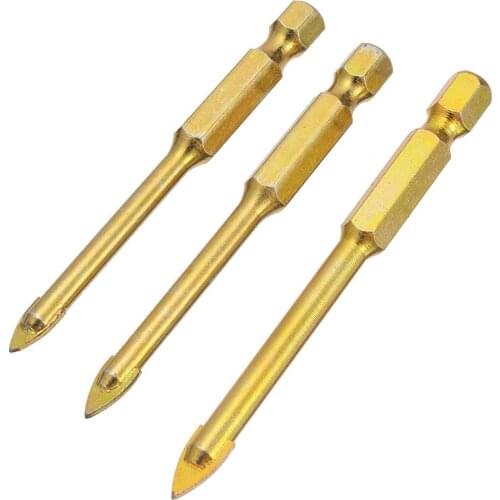 3Pcs Drill Bits Set Hex Drive Ceramic Wall Floor Glass Mirror 5/6/8mm Power Tools Parts 75mm
