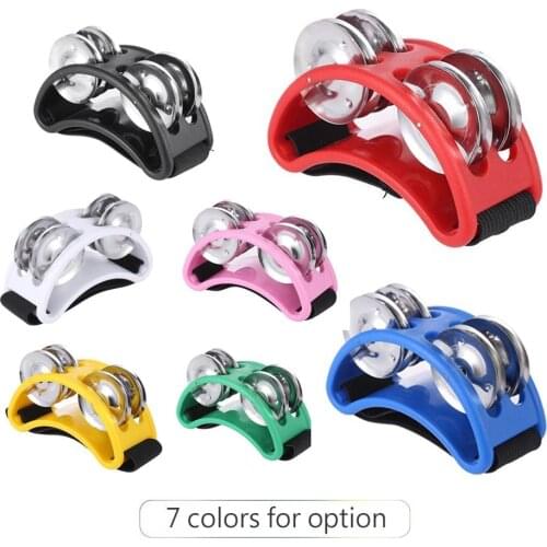 New Arriving Food tambourine with 2 sets of nickel-plated metal jingle bells Percussion Musical Instrument Stamped on the bell