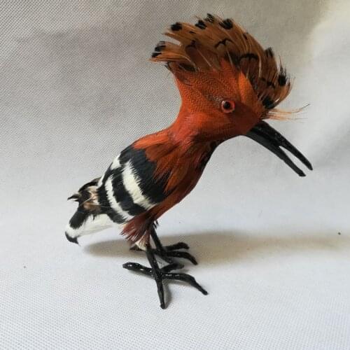 Plastic&feathers real life toy bird Hoopoe bird model about 15x14cm,home garden decoration toy w0589