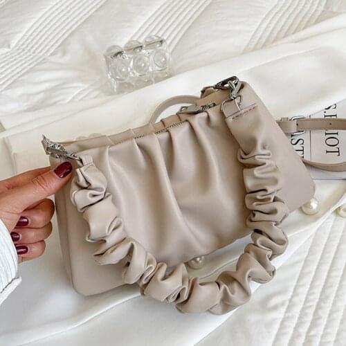 Pleated Strap Small PU Armpit Messenger Bag for Women 2021 New Hot Summer Handbags Women Bag Designer High Quality Handbag Sac