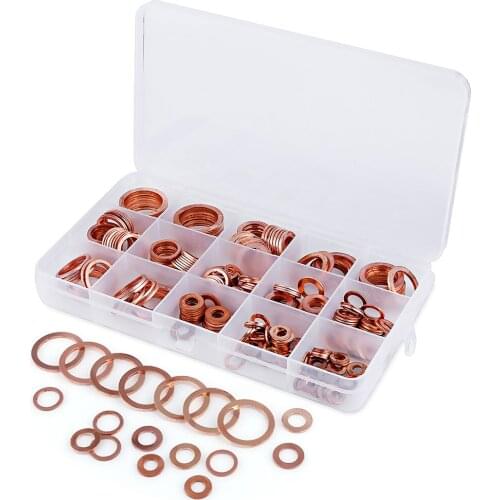 150pcs Solid Copper Washers Flat Ring Sump Plug Oil Seal Car Accessories Great Electrical And Thermal Conductivity
