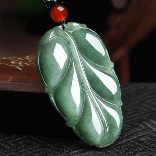 100% Natural Myanmar Jadeite Leaf Pendant Women Genuine Burma Certified Jades Stone Charms Accessories Jewellery Amulet Gifts