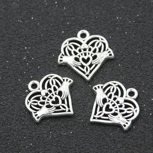 10PCS 20X20mm New Product Both Hands Herat Charms Pendant Metal Alloy For DIY Necklace Earrings Marking Accessories