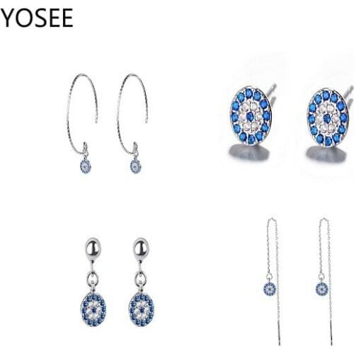 Retro Joker Circle Blue Earrings