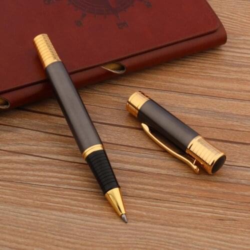 Luxury Metal Ball Point Pen Matte Gray Golden Rollerball Pen Stationery Office School Supplies Writing Gift