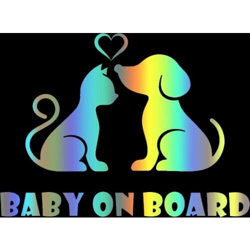 S51076 Various Sizes/Colors Car Stickers Vinyl Decal Cat and Dog Baby on Board Motorcycle Decorative Accessories Waterproof