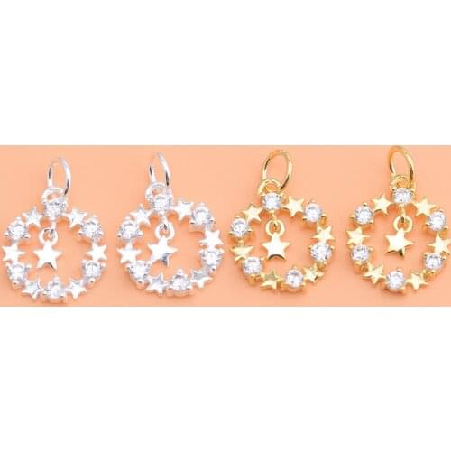 S925 Sterling Silver Japan and South Korea Fashion Pendant Accessories Stars Circle Pendant Bracelet Necklace Pendant