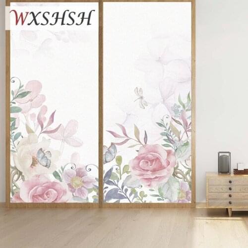 Custom Size Static Cling Window Covering Blooming Flower Decorative Privacy Protection Glass Foil For Door Window Cabinet Table