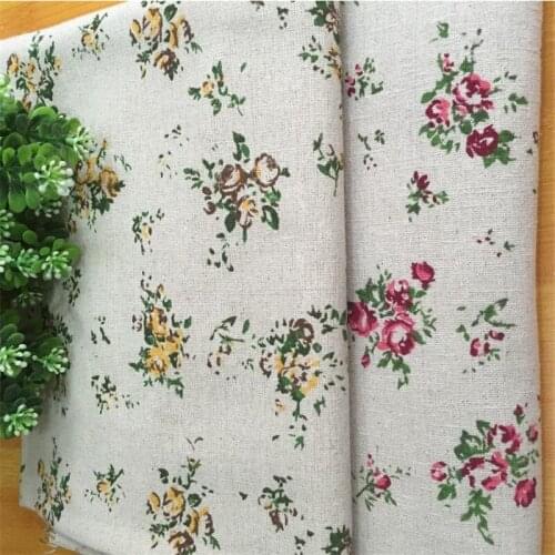 Cotton Linen Floral Fabric DIY Sewing Patchwork Canvas Fabric Linen Cotton Quilting Material Floral Printed Cloth Crafts Supply