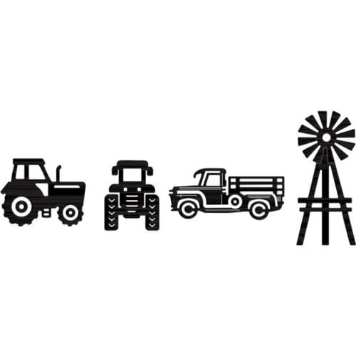 Farm Vehicles Tractor Pick-up Truck Windmill Metal Cutting Dies Scrapbooking For Card Photo Album Making DIY Crafts Stencil 2021