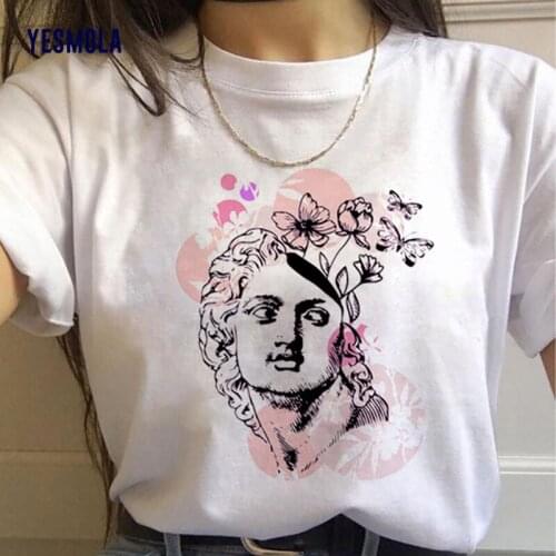 YESMOLA Womens T-shirt Printing Lady Short Sleeve Casual Cartoon Tee Fashion Female Top 90s Graphic T-shirt Clothing